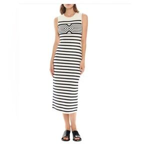 La Ligne Navy and Cream Striped Midi Dress